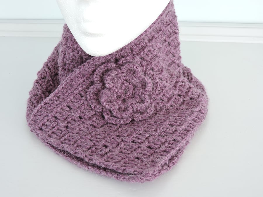 Cowl Neck Warmer Dusky Pink Alapaca and Acrylic 