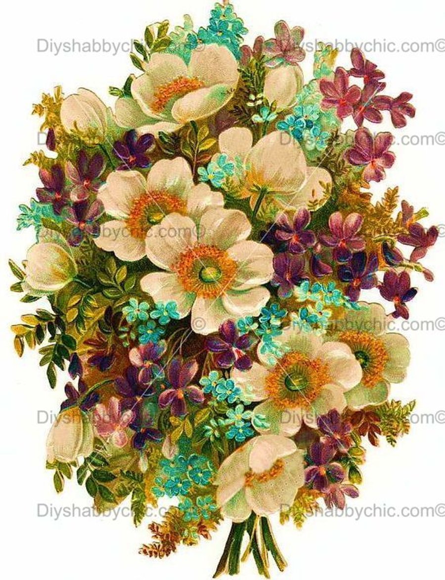 Waterslide Wood Furniture Vintage Image Transfer DIY Shabby Chic Muted Flowers