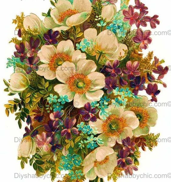 Waterslide Wood Furniture Vintage Image Transfer DIY Shabby Chic Muted Flowers