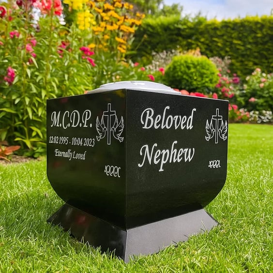  Personalised Granite Memorial Vase Plaque Grave rose bowl Cemetery Vase 
