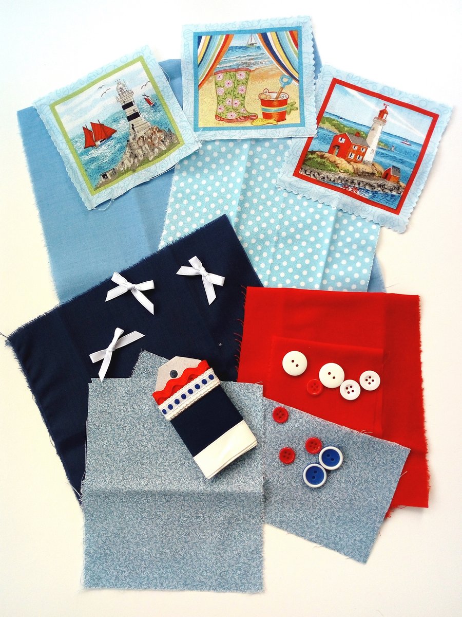 Seaside Theme Fabric and Embellishment Pack 