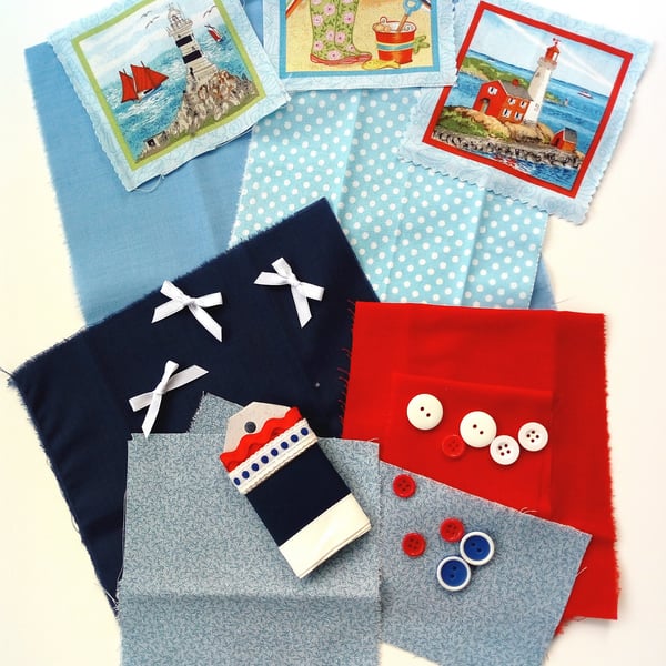 Seaside Theme Fabric and Embellishment Pack 