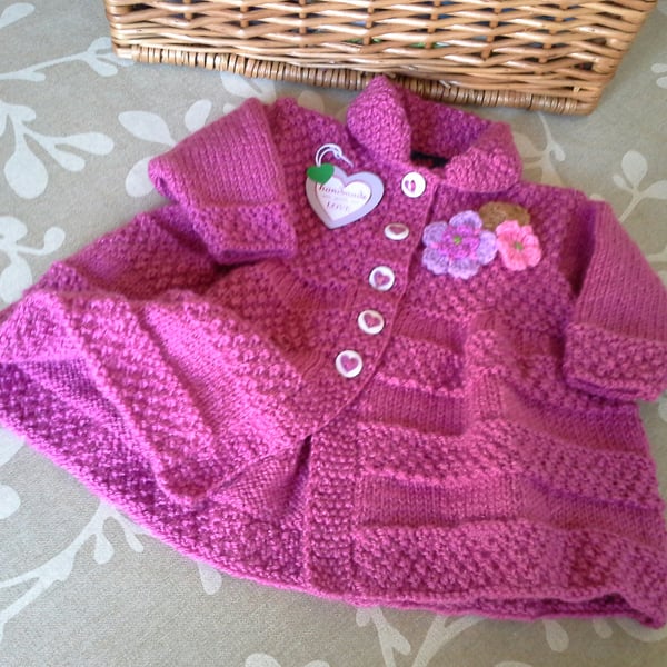 Pink Baby Girl's Long Matinee -Jacket    3 - 9 months size