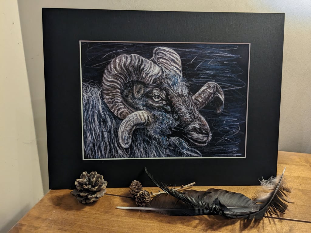 Ram, an A4 or A3 print of an original drawing