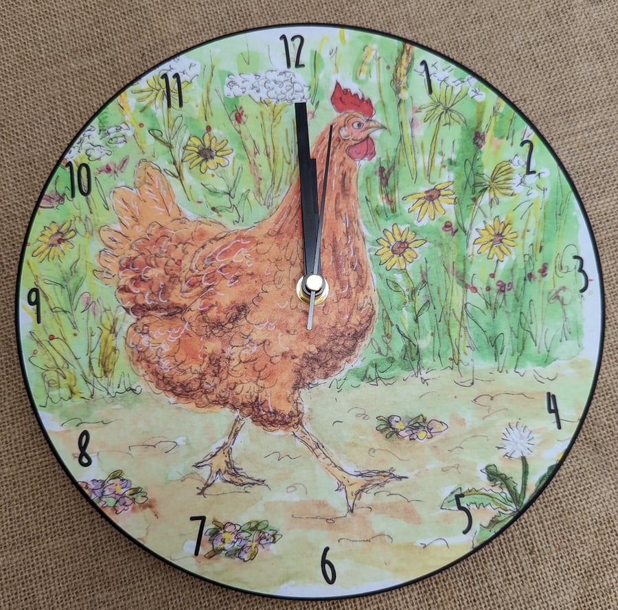 Chicken on a mission clock 