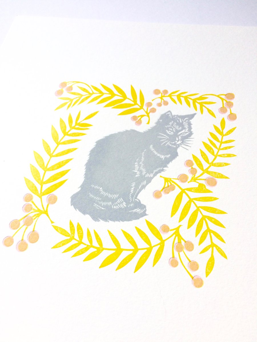 Cat and Rowan Linocut Print