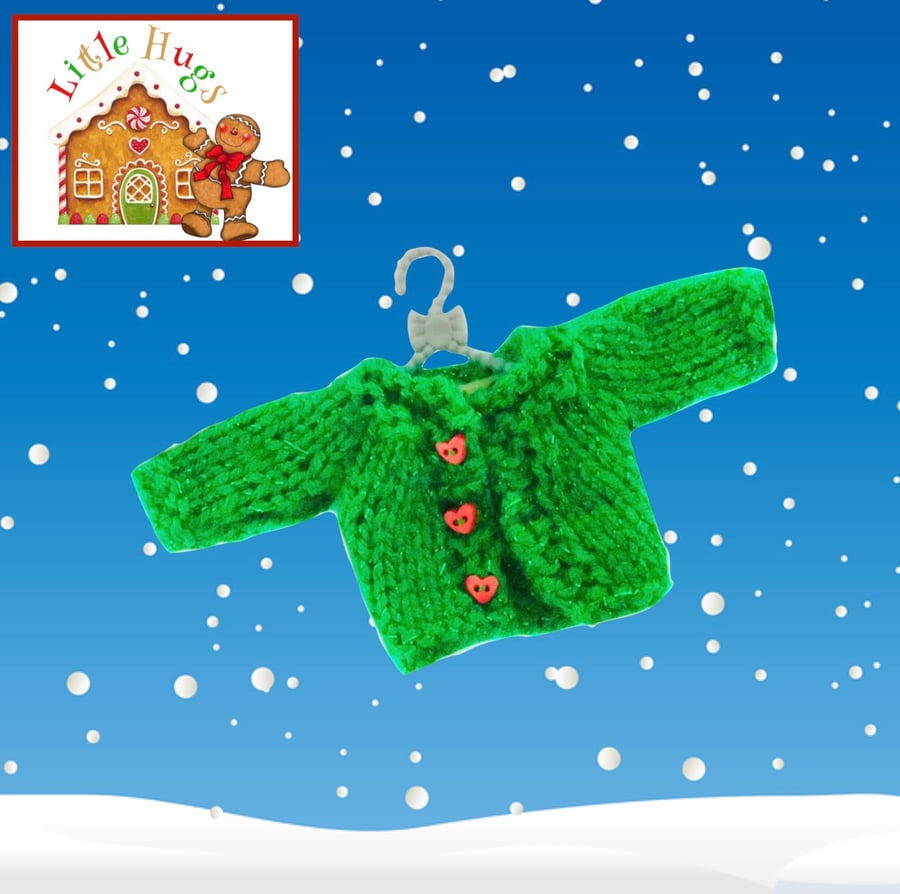 Sparkly Green Cardigan to fit the Little Hugs dolls and Baby Daisy