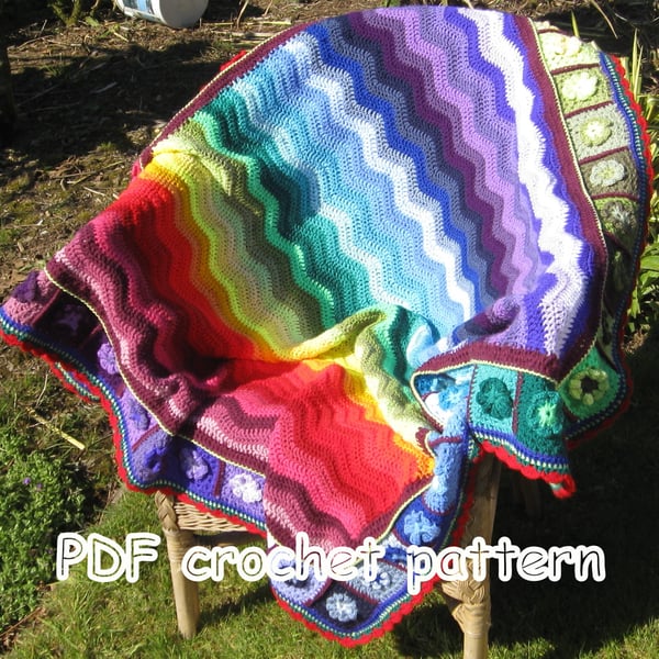 Crochet pattern. Afghan. Blanket. Crochet blanket Photo tutorial. PDF pattern.