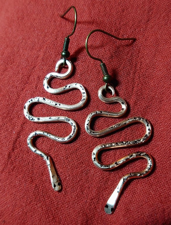 Copper snake earrings