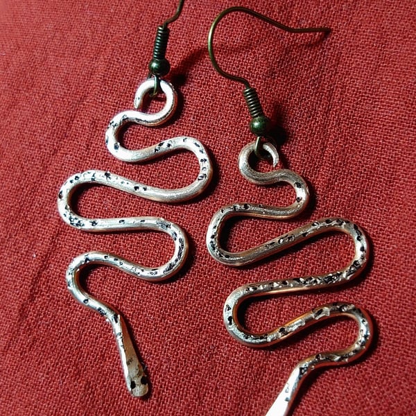 Copper snake earrings