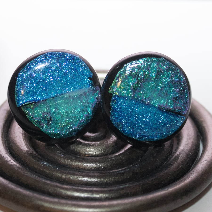 Turquoise & Blue Glass Cufflinks - 4023