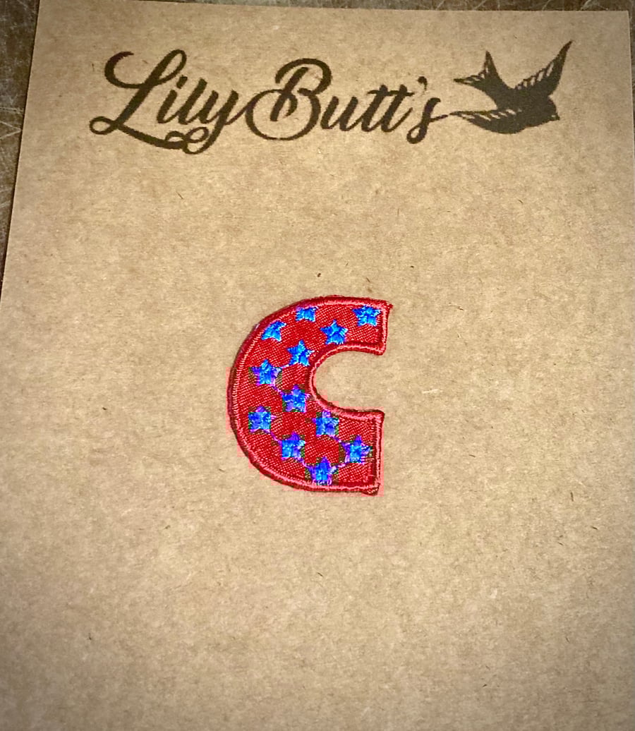 Embroidered Iron on Patch  - Letter C 33 mm x 25mm