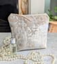 Silver Beige Chenille Make-up Pouch Bag or Toiletries Bag
