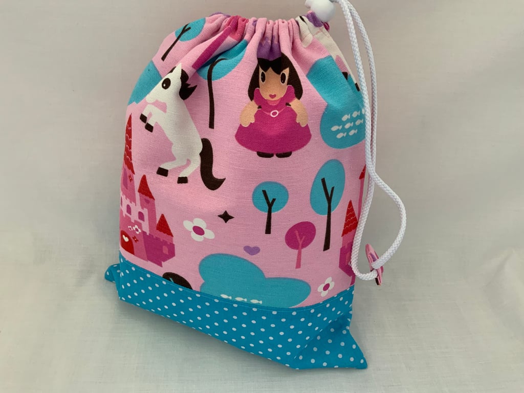 Children’s Drawstring Wash Bag, Toiletry Bag, Waterproof lining, Unicorn