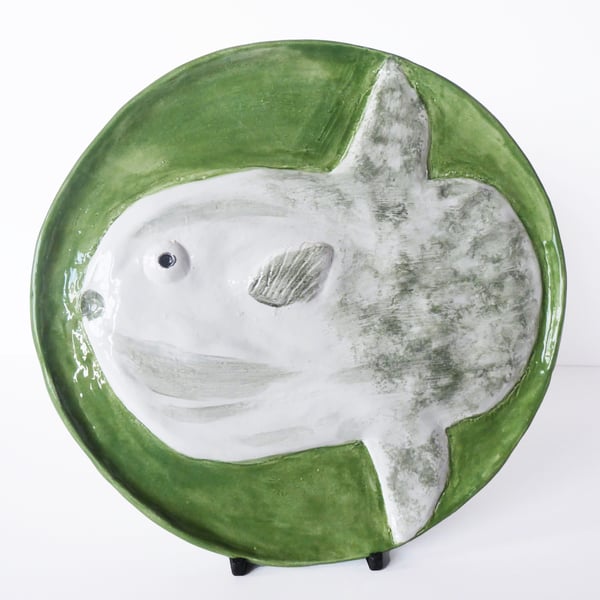 Ocean Sunfish Ceramic Plate - Hand Sculpted - by Jacqueline Talbot Designs