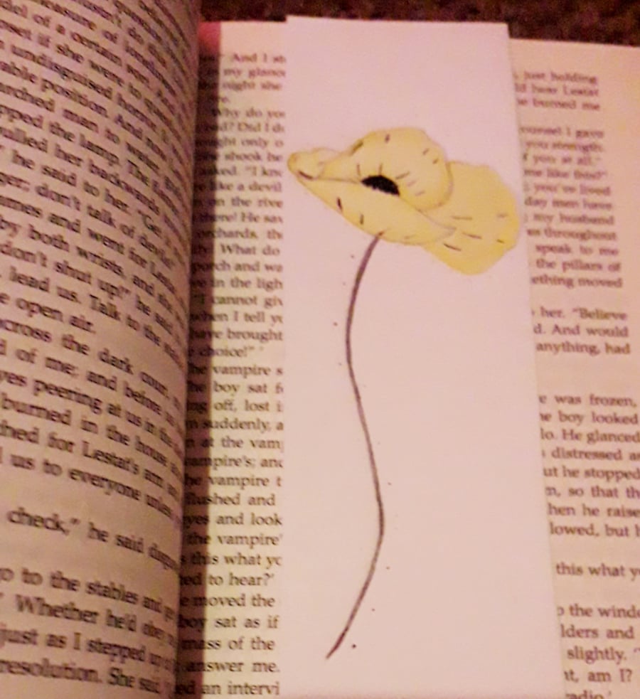 Watercolour painted floral bookmark 