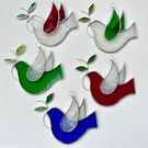 Stained Glass Dove Suncatcher - Hand Made Hanging Decoration - White