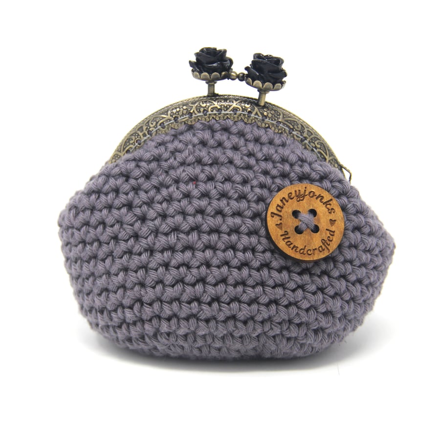 Grey Crochet Coin Purse, range of colours
