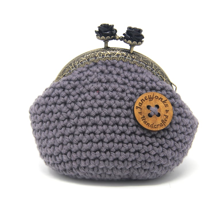 Grey Crochet Coin Purse, range of colours