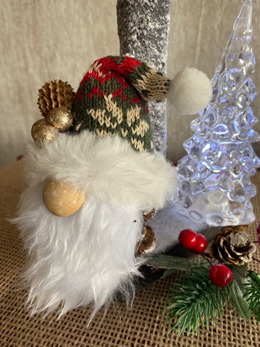 Red & Green Pinecone Nordic Gnome Tree Decoration