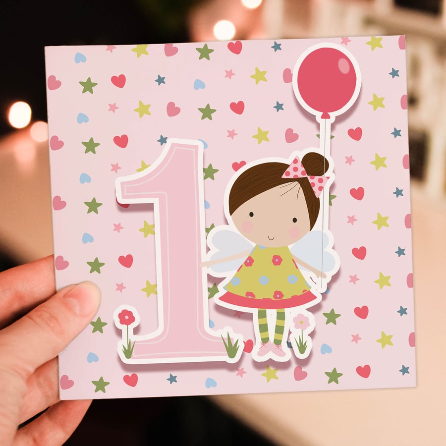 1st birthday card: Fairy