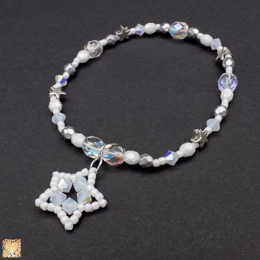 Handmade Bracelet Crystal and Bead with Matching Crystal and Bead Star Charm