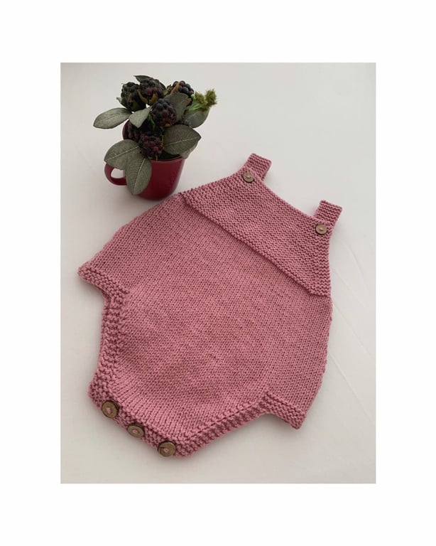 Made To Order Handknitted Douro Baby Romper Suit 6 sizes. Any Colour.