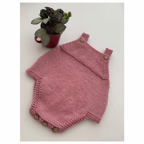 Made To Order Handknitted Douro Baby Romper Suit 6 sizes. Any colour.