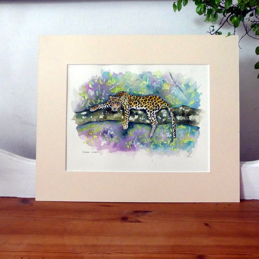 Leopard  Wildlife Watercolour Original Painting