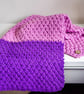 Hand Knitted Baby Blanket - Pink and Purple