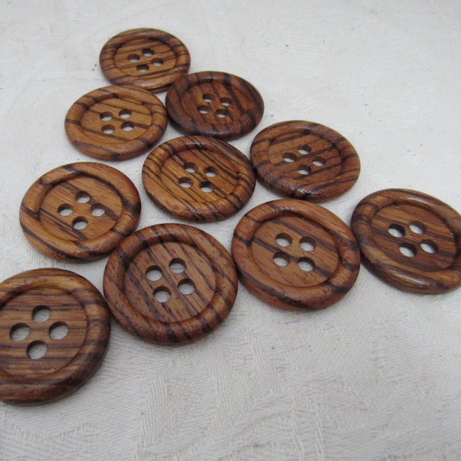 Large Dark Wooden Buttons Size 44, 28mm