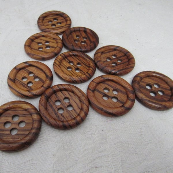 Large Dark Wooden Buttons Size 44, 28mm