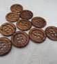 Large Dark Wooden Buttons Size 44, 28mm - Image 1