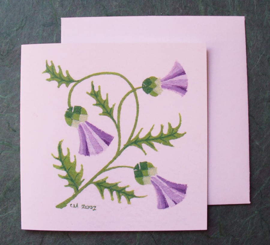 Thistle card printed flower card