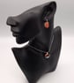 Coral and White Fused Glass French Drop Earrings and Pendant Set - Image 2