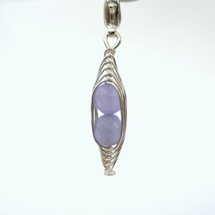 Peas in a Pod lavender alexandrite clip on charm,  bracelet or necklace charm