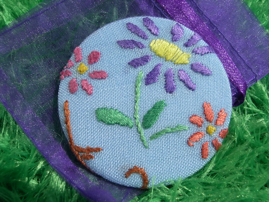 Vintage embroidered Pocket Mirror