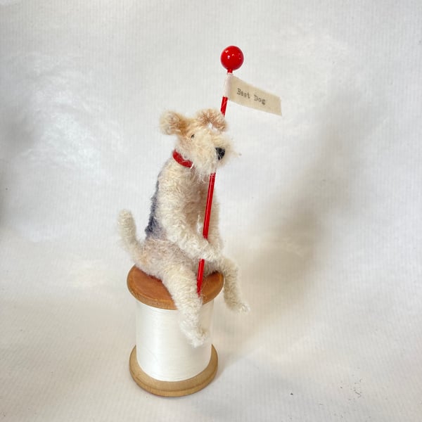 Duke - Fox Terrier on Vintage Cotton Reel 
