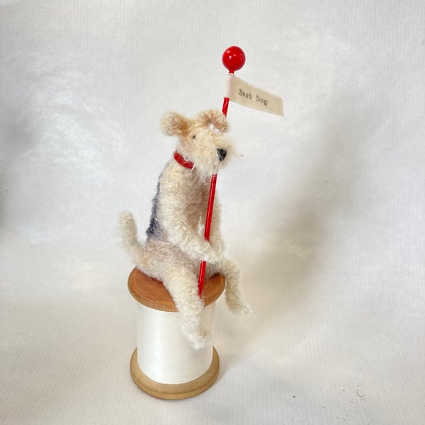 Duke - Fox Terrier on Vintage Cotton Reel 