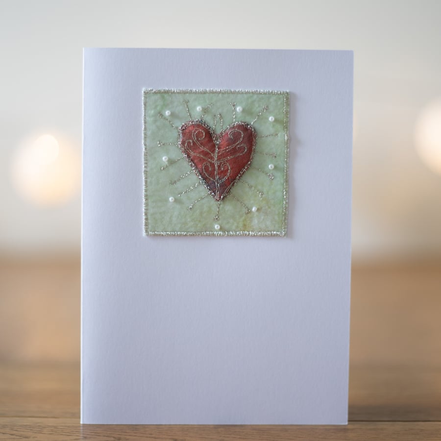  Mixed Media Hand Beaded Textile Greetings  Card 