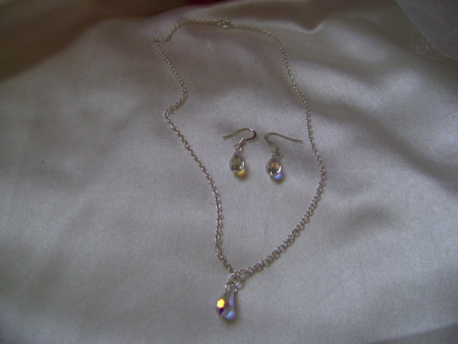 Swarovski Crystal Bridal Necklace & Earring Set