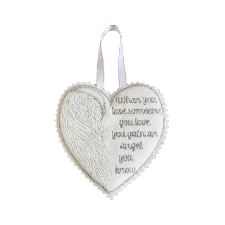 Memory Heart Felt Hanger Angel Wings Folksy