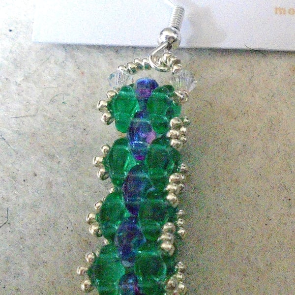 Brickwork-pattern bead earrings (customisable)