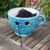 Knitting or crochet wool yarn bowl cup ceramics pottery ceramic handthrown