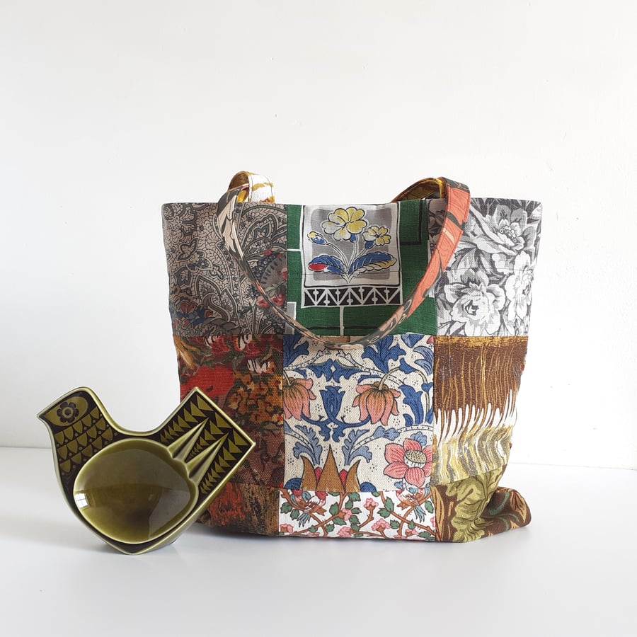 Vintage fabric patchwork handbag or bucket bag 