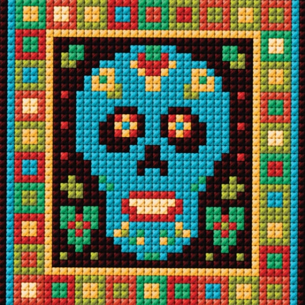 Little Sugar Skull Tapestry Kit,  Counted Cross Stitch, Kid's Craft Kit 