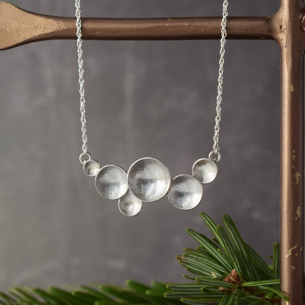 Sterling Silver Textured Circles Pendant Necklace