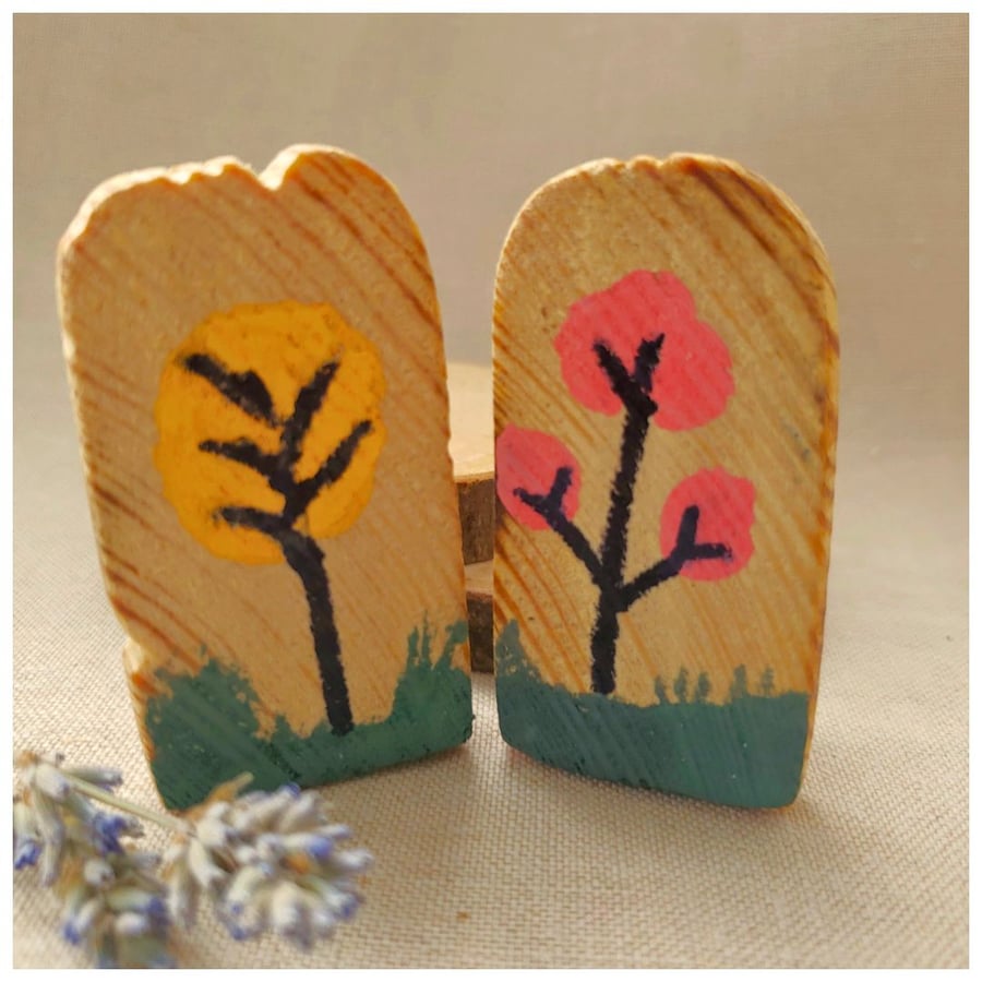 Upcycled wooden magnet clips x2