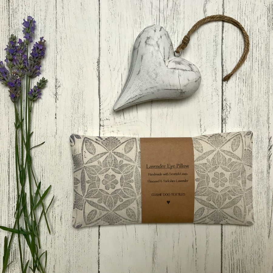 Hand Printed Linen Lavender Eye Pillow