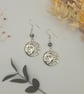Handmade Large Sun and Moon Charm Earrings with Silver Black Splatter Beads